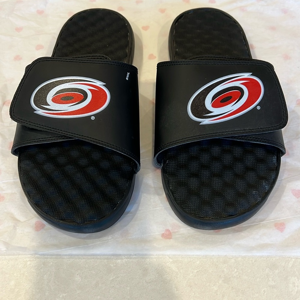 NWOT iSlide Carolina Hurricanes Slides. Super comfy memory footbed